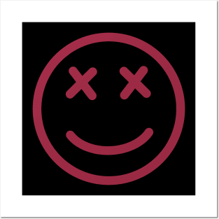 Pink Smiley Face With X’s For Eyes Posters and Art